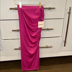 Superdown Fuchsia Ruched Pencil Skirt